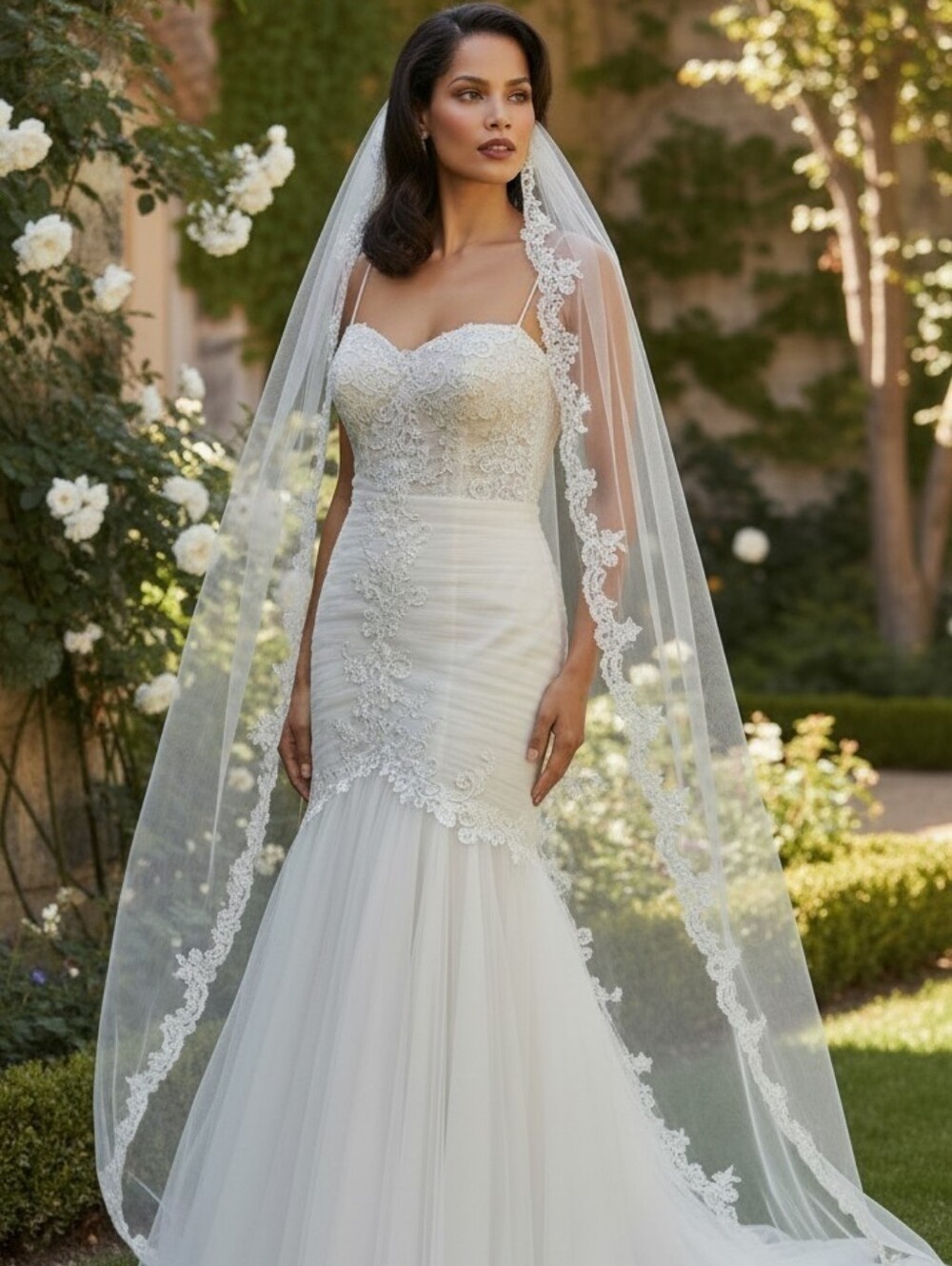 NWOT Pronovias Ivory Lace & Tulle Fit & Flare Wedding Dress - Size 8